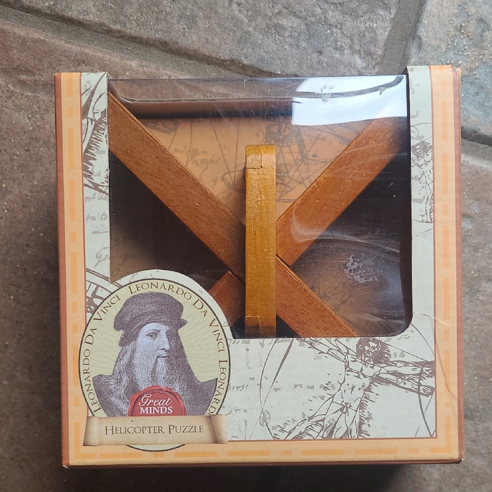 New in box! Leonardo Da Vinci Helicopter Puzzle classic wooden brain teaser